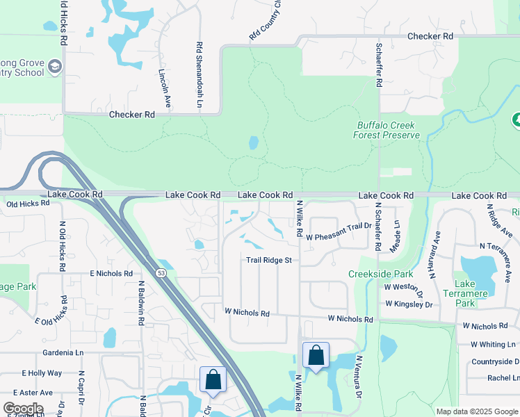 map of restaurants, bars, coffee shops, grocery stores, and more near 4247 North Bloomington Avenue in Arlington Heights