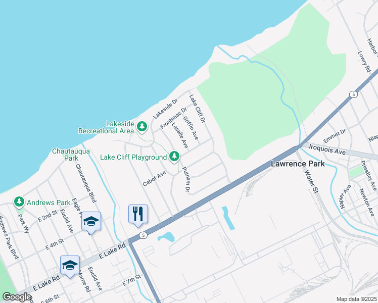 map of restaurants, bars, coffee shops, grocery stores, and more near 2626 Vandalia Avenue in Erie