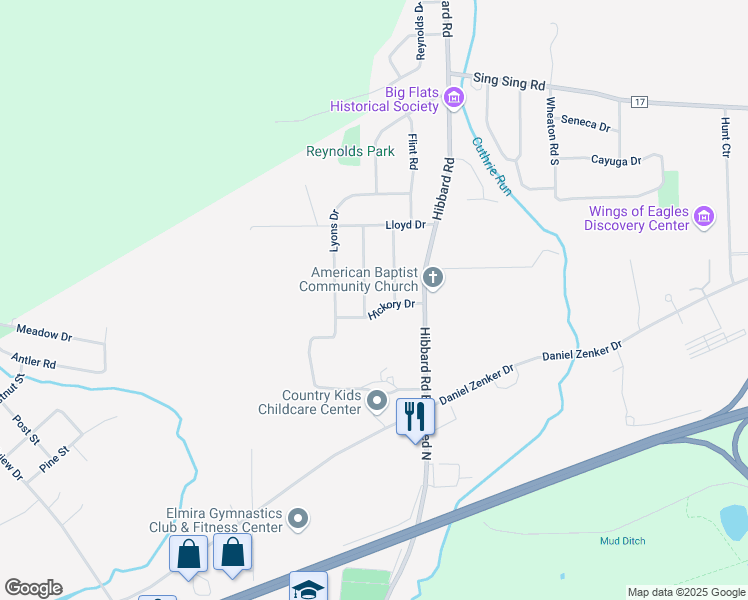 map of restaurants, bars, coffee shops, grocery stores, and more near 6 Landau Drive in Horseheads