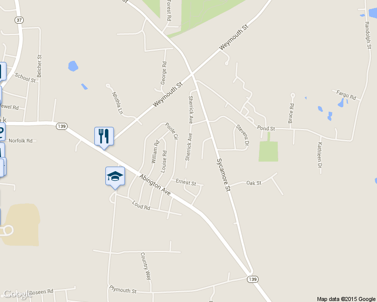 map of restaurants, bars, coffee shops, grocery stores, and more near 66 Sherrick Avenue in Holbrook