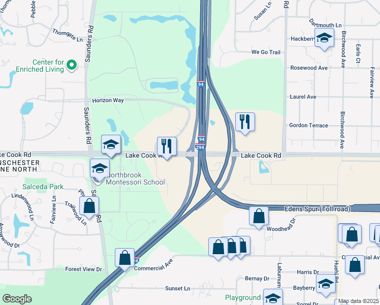 map of restaurants, bars, coffee shops, grocery stores, and more near 2060 Lake Cook Road in Deerfield