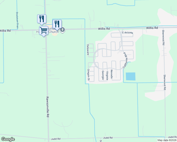 map of restaurants, bars, coffee shops, grocery stores, and more near 601-799 Hawaii in Belleville