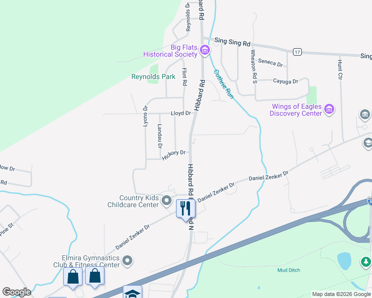 map of restaurants, bars, coffee shops, grocery stores, and more near 25-99 Hickory Dr in Horseheads