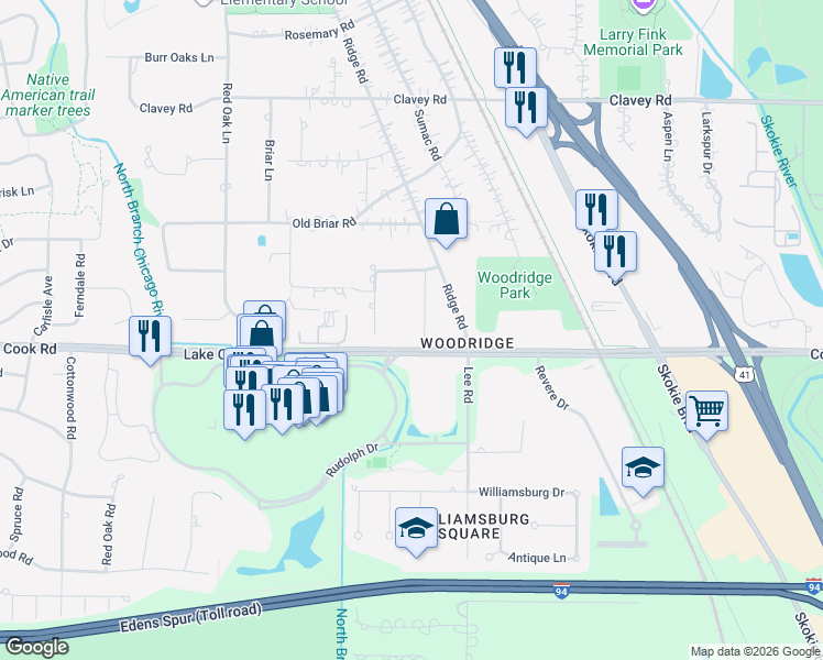 map of restaurants, bars, coffee shops, grocery stores, and more near 20 Acorn Lane in Highland Park