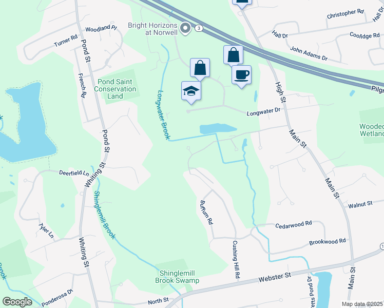 map of restaurants, bars, coffee shops, grocery stores, and more near 6 Sugar Maple Circle in Hanover