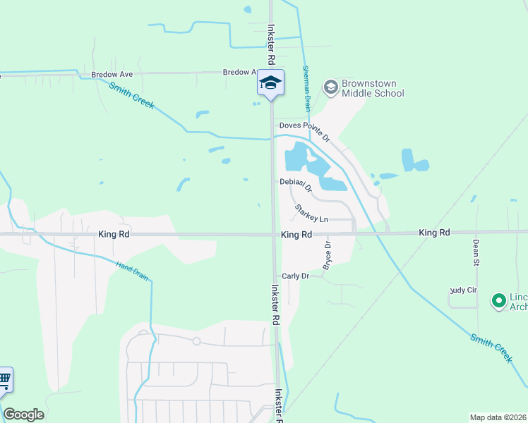 map of restaurants, bars, coffee shops, grocery stores, and more near 20820 Inkster Road in Romulus