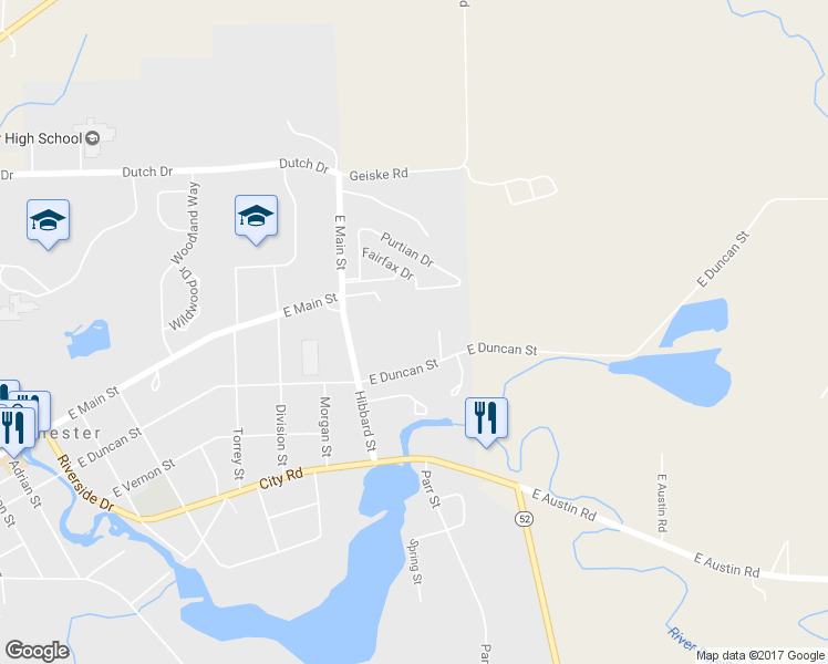 map of restaurants, bars, coffee shops, grocery stores, and more near 1002 East Duncan Street in Manchester