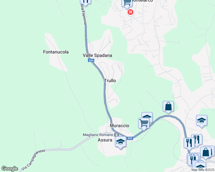 map of restaurants, bars, coffee shops, grocery stores, and more near 12 Via Antonio Varisco in Trullo