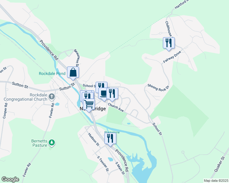 map of restaurants, bars, coffee shops, grocery stores, and more near 35 Plantation Street in Northbridge