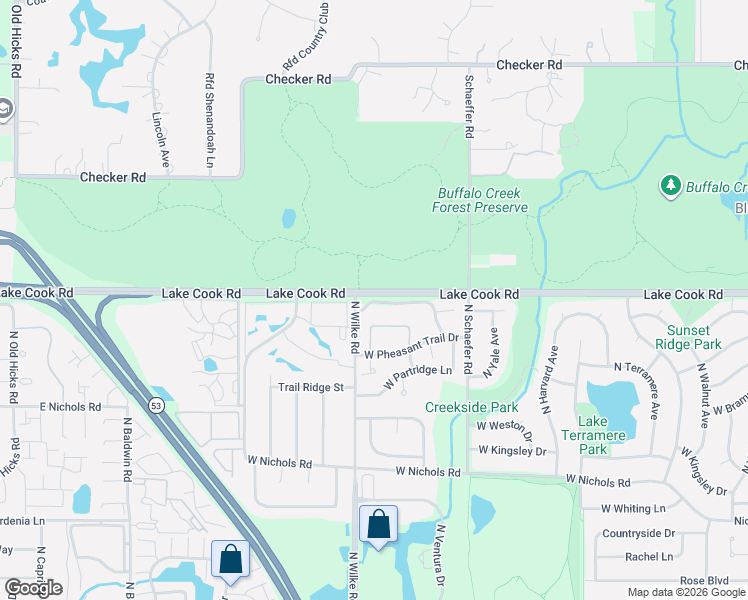 map of restaurants, bars, coffee shops, grocery stores, and more near 1723 West Hawkes Street in Arlington Heights