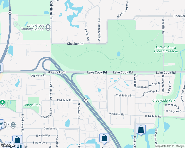 map of restaurants, bars, coffee shops, grocery stores, and more near 2334 West Nichols Road in Arlington Heights