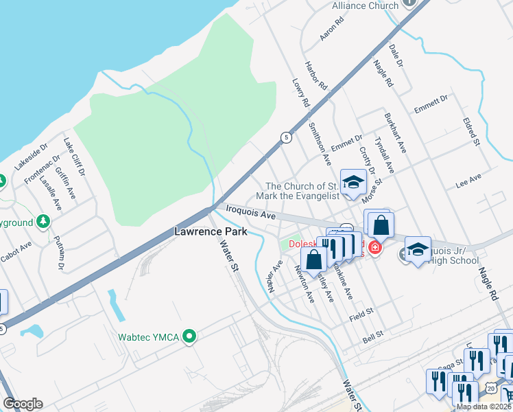 map of restaurants, bars, coffee shops, grocery stores, and more near 3707 Iroquois Avenue in Erie