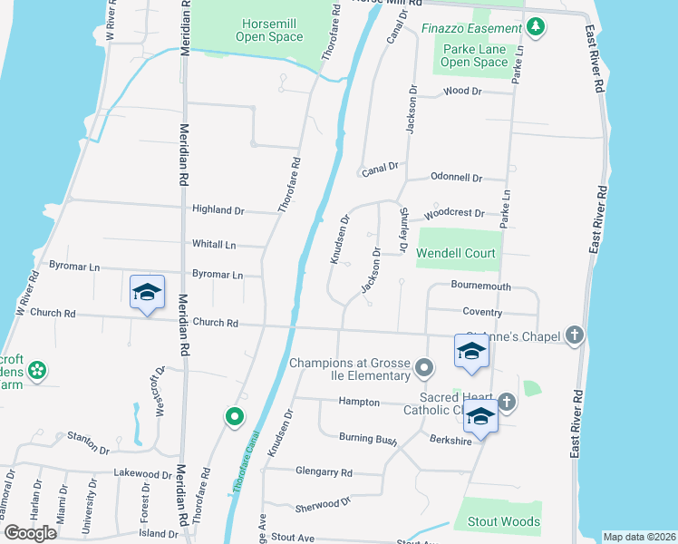 map of restaurants, bars, coffee shops, grocery stores, and more near 21450 Hcl Jackson in Grosse Ile Township
