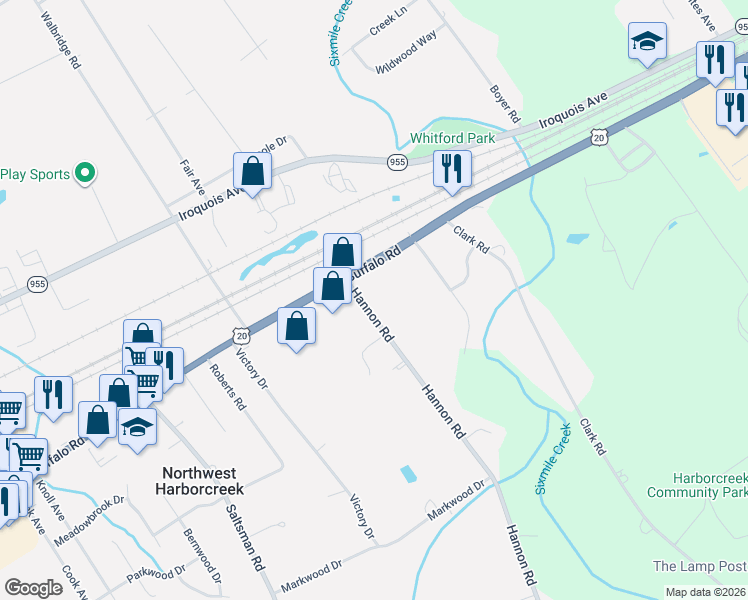 map of restaurants, bars, coffee shops, grocery stores, and more near 1930-1936 Hannon Road in Erie