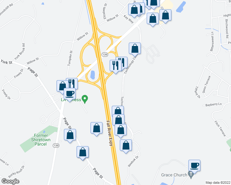 map of restaurants, bars, coffee shops, grocery stores, and more near 501 Technology Center Drive in Stoughton