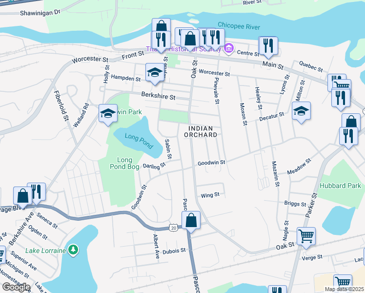 map of restaurants, bars, coffee shops, grocery stores, and more near 83 Pasco Road in Springfield