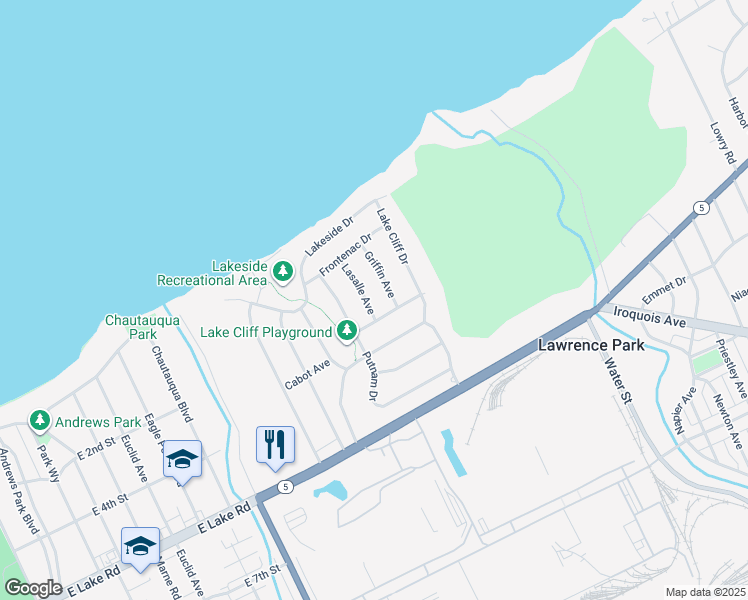 map of restaurants, bars, coffee shops, grocery stores, and more near 2618-2626 Vandalia Avenue in Erie