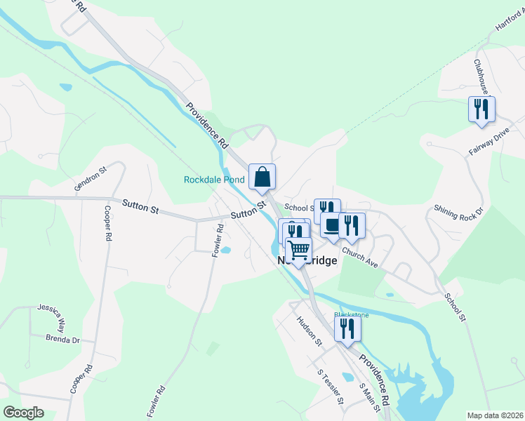 map of restaurants, bars, coffee shops, grocery stores, and more near 10 Sutton Street in Northbridge