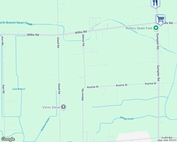 map of restaurants, bars, coffee shops, grocery stores, and more near 46685 Claxton Drive in Belleville