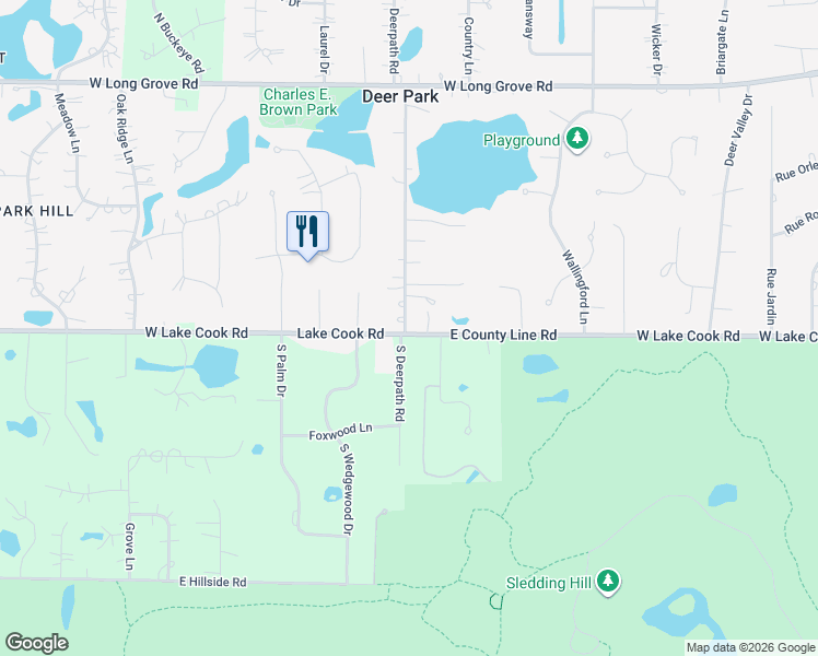 map of restaurants, bars, coffee shops, grocery stores, and more near 4s072 Deerpath Road in Aurora