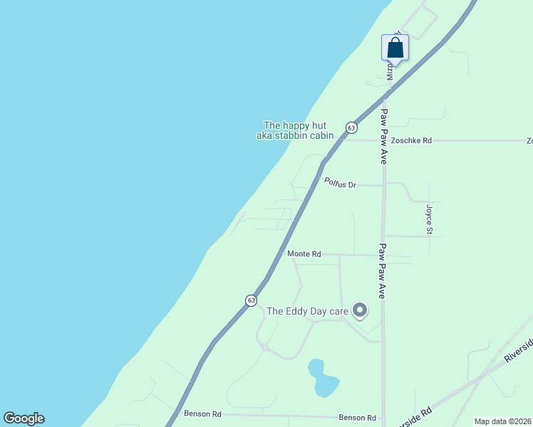 map of restaurants, bars, coffee shops, grocery stores, and more near 2230 Bluff Avenue in Benton Harbor