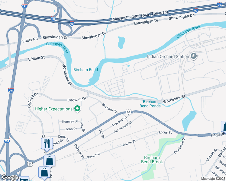 map of restaurants, bars, coffee shops, grocery stores, and more near 93 Grochmal Avenue in Springfield