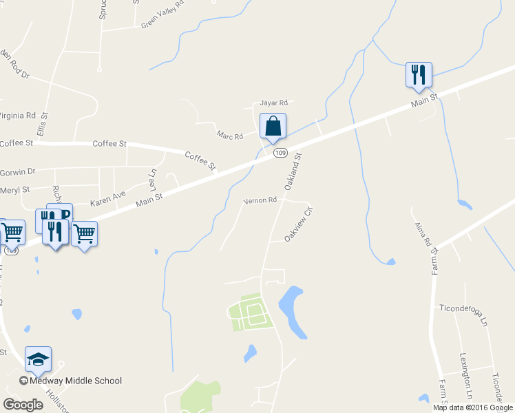 map of restaurants, bars, coffee shops, grocery stores, and more near 5 Vernon Rd in Medway