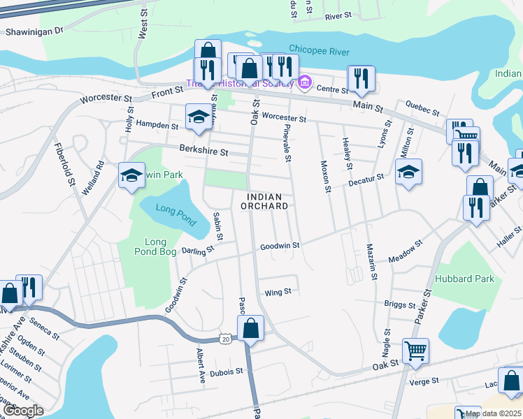 map of restaurants, bars, coffee shops, grocery stores, and more near in Springfield