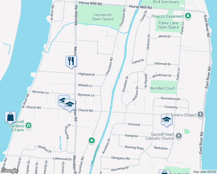 map of restaurants, bars, coffee shops, grocery stores, and more near 21115 Thorofare Rd in Grosse Ile Township
