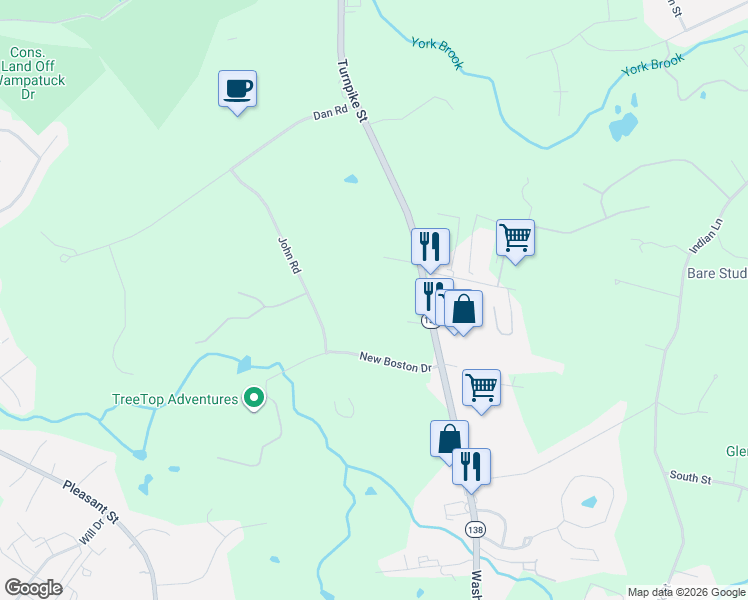 map of restaurants, bars, coffee shops, grocery stores, and more near 927 Turnpike Street in Canton