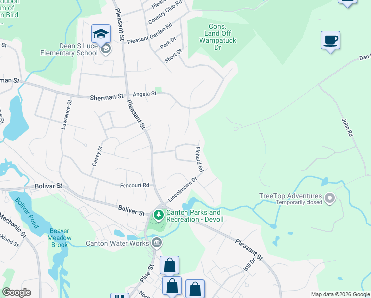 map of restaurants, bars, coffee shops, grocery stores, and more near 11 Sawyer Avenue in Canton