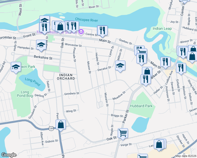 map of restaurants, bars, coffee shops, grocery stores, and more near 30 Beauregard Street in Springfield