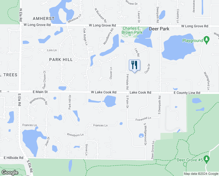 map of restaurants, bars, coffee shops, grocery stores, and more near 34 Sunset View Road in Deer Park