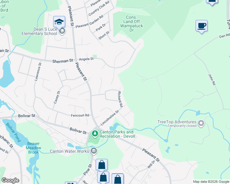 map of restaurants, bars, coffee shops, grocery stores, and more near 11 Sawyer Avenue in Canton