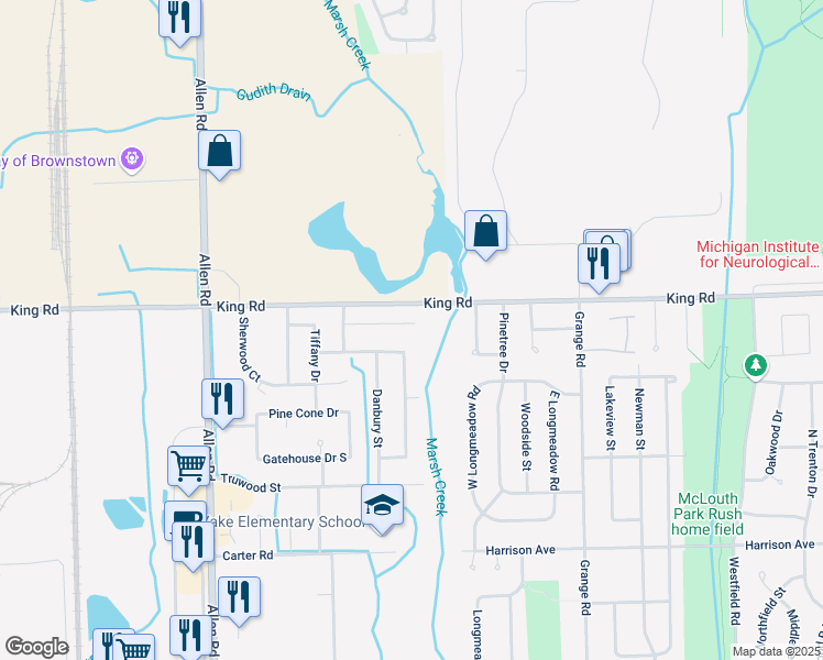 map of restaurants, bars, coffee shops, grocery stores, and more near 16245 Camden Street in Trenton