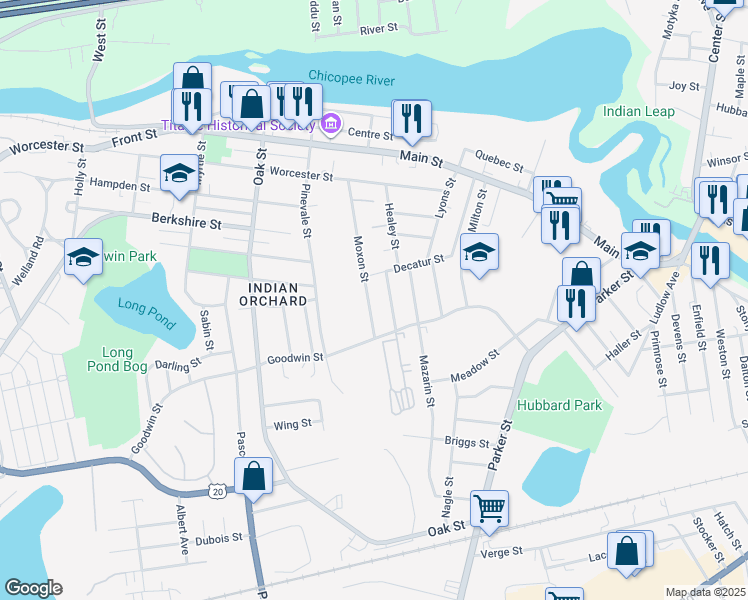 map of restaurants, bars, coffee shops, grocery stores, and more near 30 Beauregard Street in Springfield
