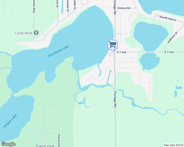 map of restaurants, bars, coffee shops, grocery stores, and more near 1289 Panama Street in Portage