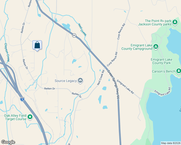 map of restaurants, bars, coffee shops, grocery stores, and more near 165 Neil Creek Road in Ashland