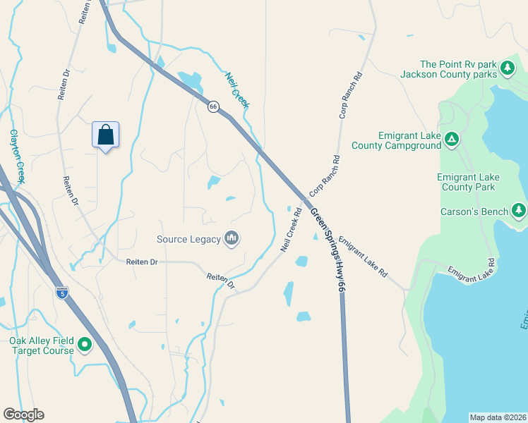 map of restaurants, bars, coffee shops, grocery stores, and more near 165 Neil Creek Road in Ashland