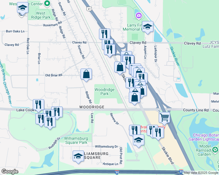 map of restaurants, bars, coffee shops, grocery stores, and more near 150 Barberry Road in Highland Park