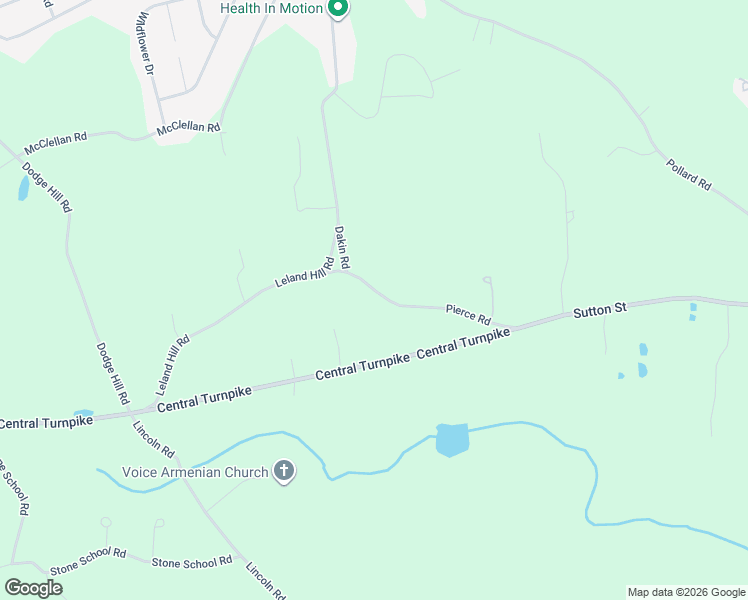 map of restaurants, bars, coffee shops, grocery stores, and more near 20 Pierce Road in Sutton
