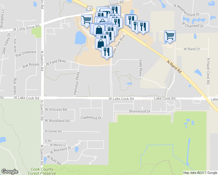map of restaurants, bars, coffee shops, grocery stores, and more near 20080 North Deer Park Boulevard in Deer Park