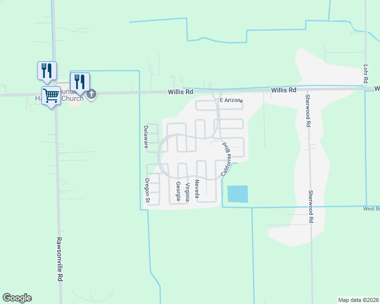 map of restaurants, bars, coffee shops, grocery stores, and more near 839 Alaska in Belleville