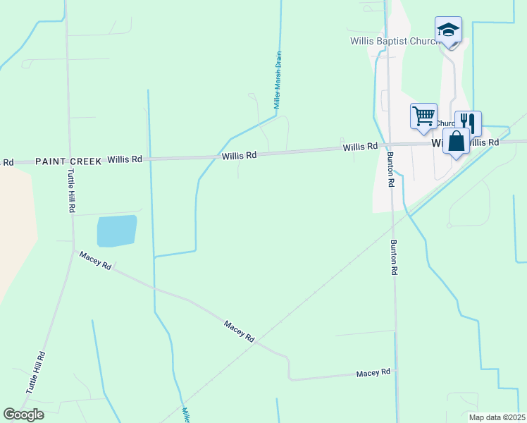 map of restaurants, bars, coffee shops, grocery stores, and more near 9660 Willis Road in Willis