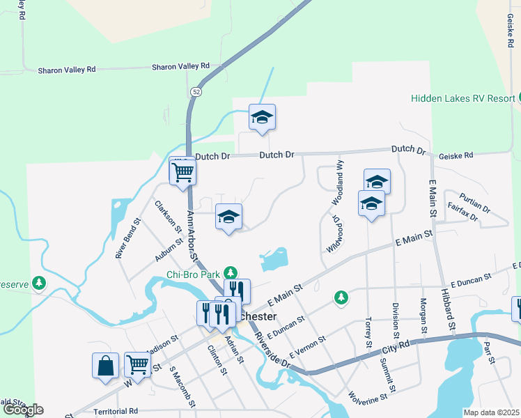 map of restaurants, bars, coffee shops, grocery stores, and more near 405 Ann Arbor Street in Manchester