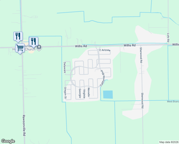 map of restaurants, bars, coffee shops, grocery stores, and more near 115 Texas in Belleville