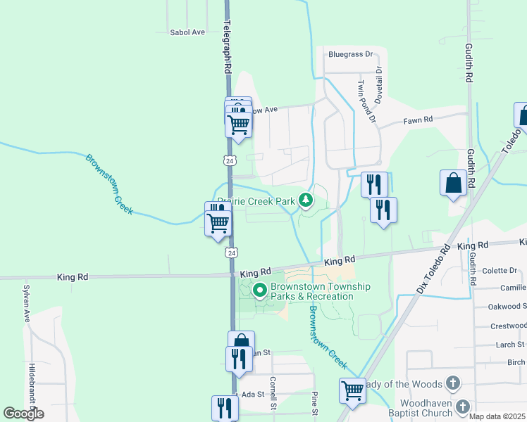 map of restaurants, bars, coffee shops, grocery stores, and more near 30 Lloyds Mobile Home Park in Brownstown Charter Township