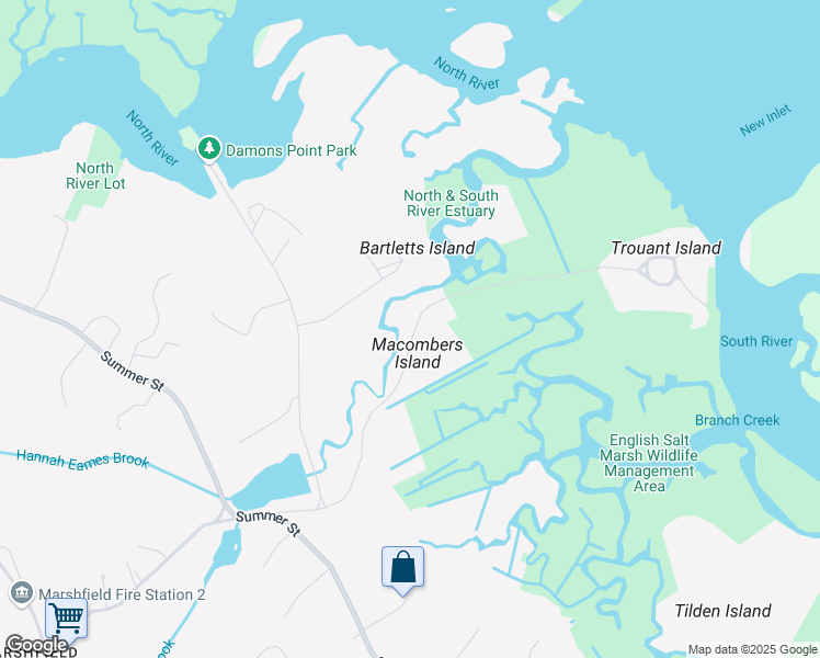 map of restaurants, bars, coffee shops, grocery stores, and more near 169 Macombers Way in Marshfield