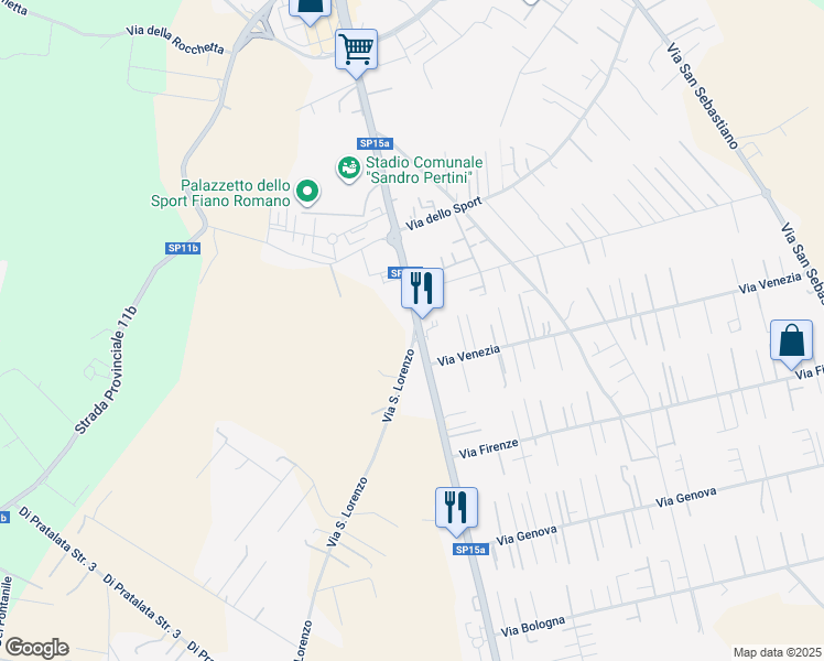 map of restaurants, bars, coffee shops, grocery stores, and more near 90 Strada Provinciale 15a in Fiano Romano