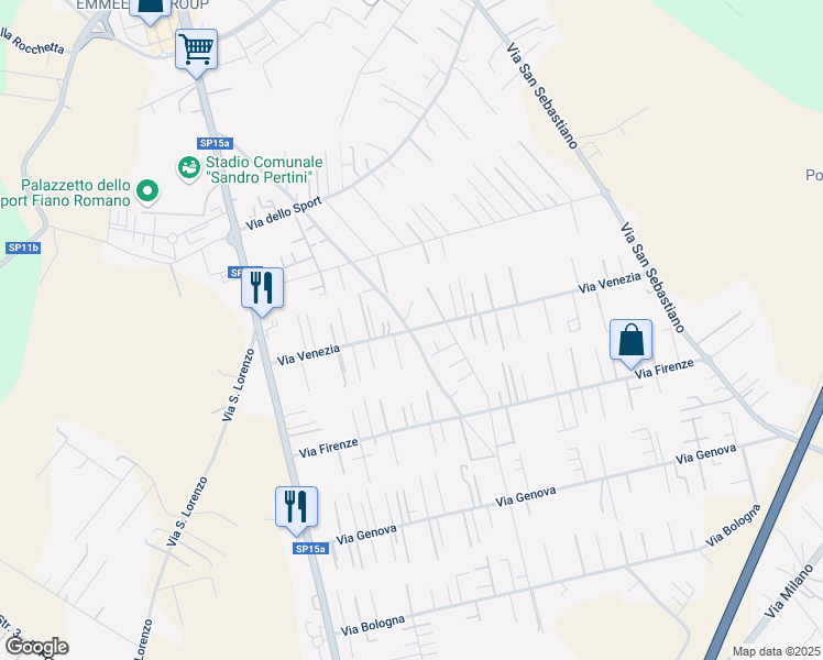 map of restaurants, bars, coffee shops, grocery stores, and more near 19 Via delle Felciare in Fiano Romano